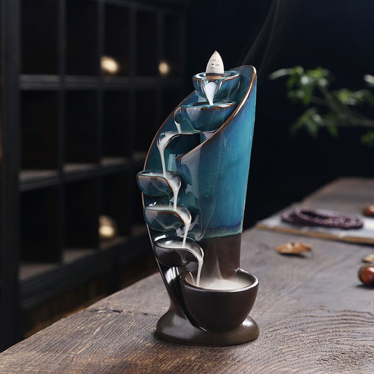 Ceramic Waterfall Backflow Incense Burner, 1pc Multifunctional Ornament