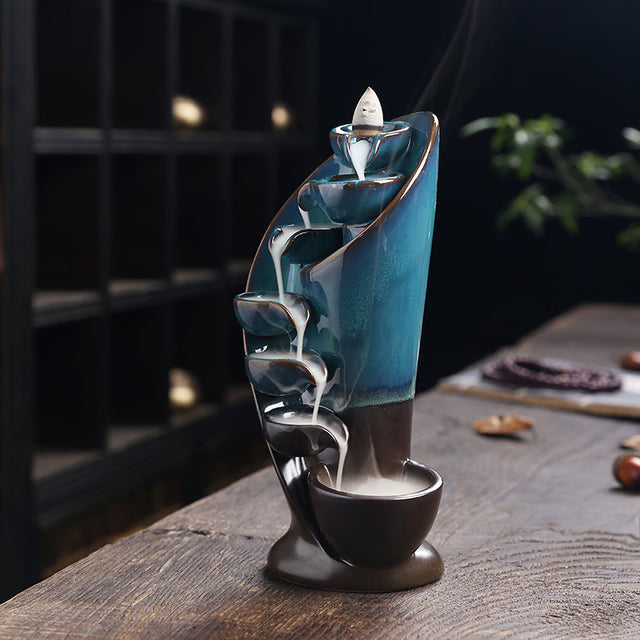 Ceramic Waterfall Backflow Incense Burner, 1pc Multifunctional Ornament