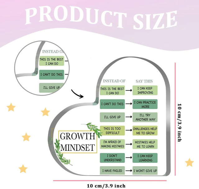 Growth Mindset Decor Acrylic Inspirational Gift for Teachers, Classrooms and Offices