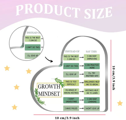 Growth Mindset Decor Acrylic Inspirational Gift for Teachers, Classrooms and Offices