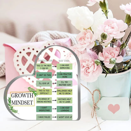 Growth Mindset Decor Acrylic Inspirational Gift for Teachers, Classrooms and Offices